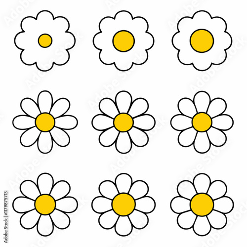 Minimalist Daisy Flower Vector Bundle. photo