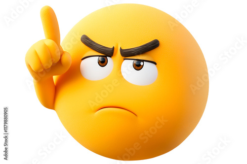 Illustration of an angry yellow emoji with a raised finger
