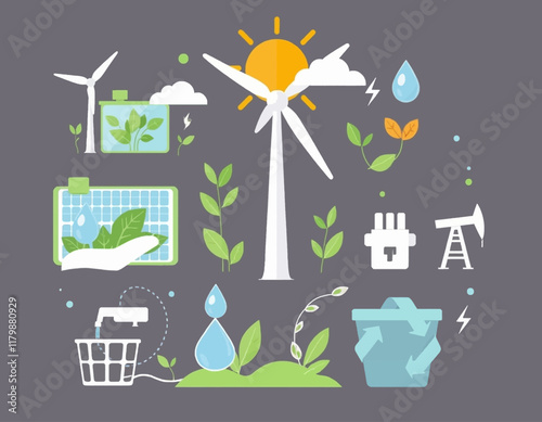 Linear ecology and renewable energy vector elements
