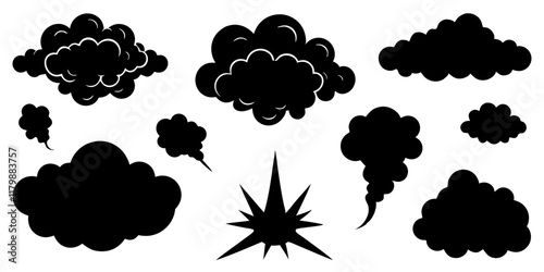  vector clouds fogs and smoke set 