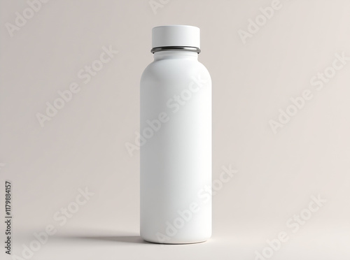 Mockup of a white water bottle with a background. Mockup of a new empty white thermos. new image