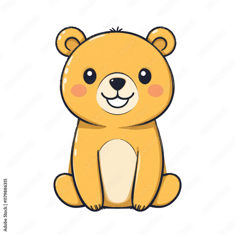 Adorable Cartoon Bear Cub Illustration Cute Sitting Yellow Bear Childrens Book Character Design Adorable Cartoon Bear Cub Illustration Cute Sitting Yellow Bear Childrens Book Character Design