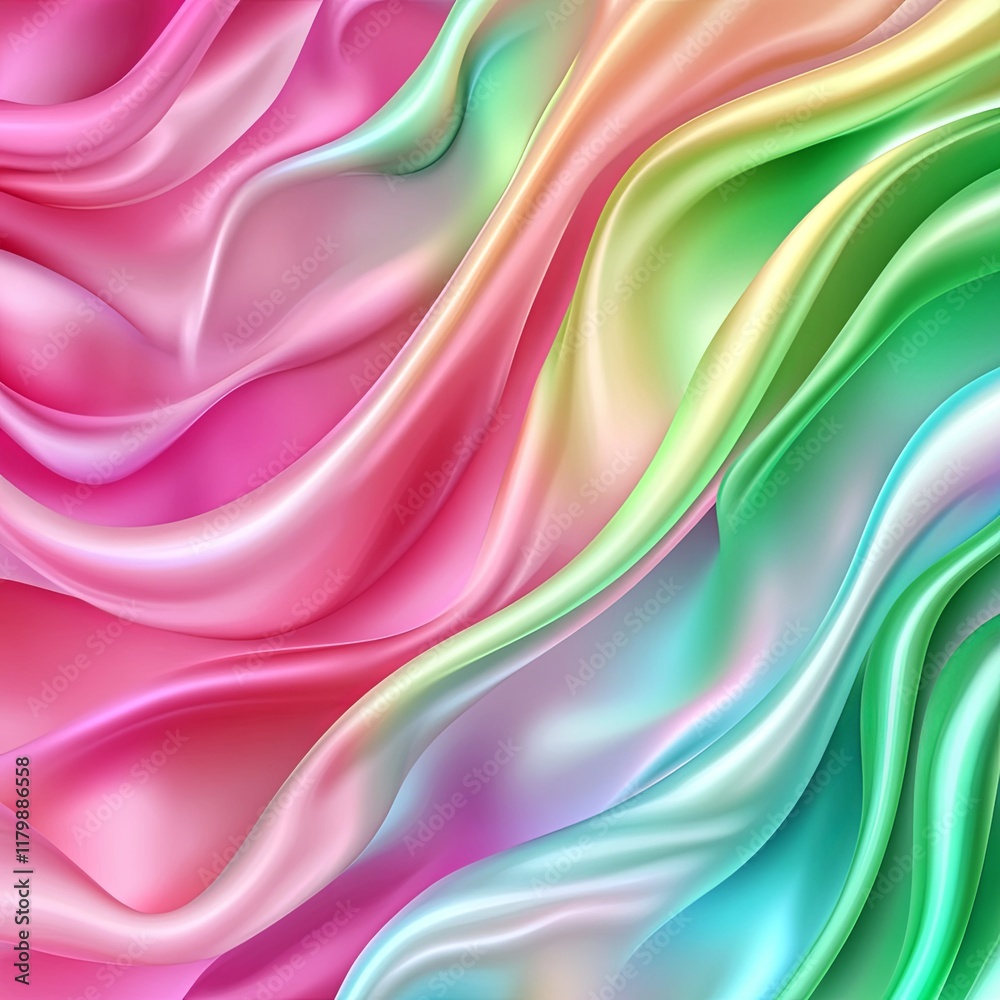 Obraz premium Vibrant Gradient Waves in Green and Pink Shades