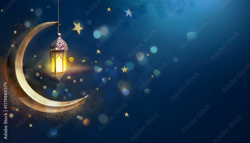Fototapeta premium Islamic Themed Ramadan Kareem Designs with Lanterns, Crescents, and Mosque Illustrations