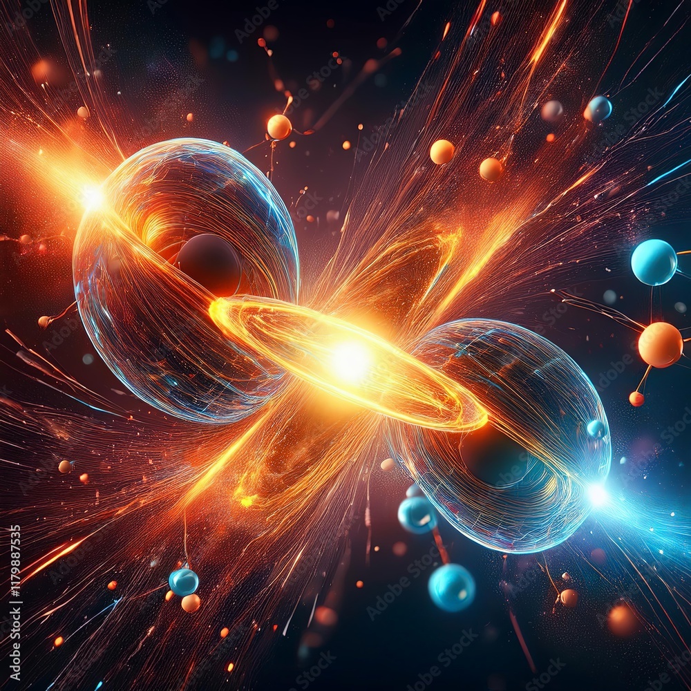 Obraz premium Two particles smashing together 