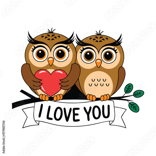 Owl Couple Given a Pose in Valentine's Day