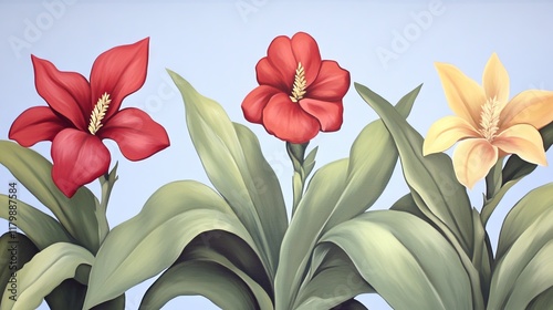 Colorful floral wall art, decorative painting, vibrant blossoms.