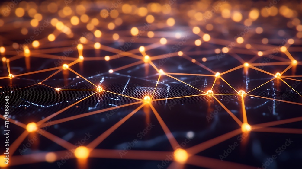 Fototapeta premium Abstract network connection glowing nodes.