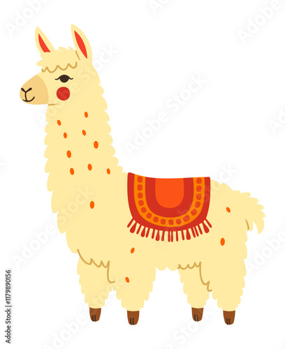 Cute lama. Vector isolated illustration