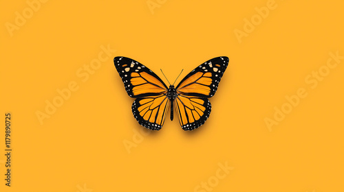 Wallpaper Mural Monarch Butterfly on Amber: A vibrant monarch butterfly takes center stage against a warm amber backdrop. This image evokes feelings of serenity, transformation, and the beauty of nature.  Torontodigital.ca