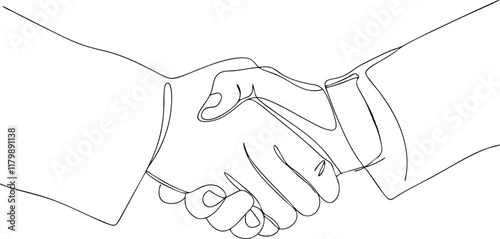 Hand Shake Each Other Business Minimalist Icon Concept Continuous One Line Drawing Illustration In Editable Stroke