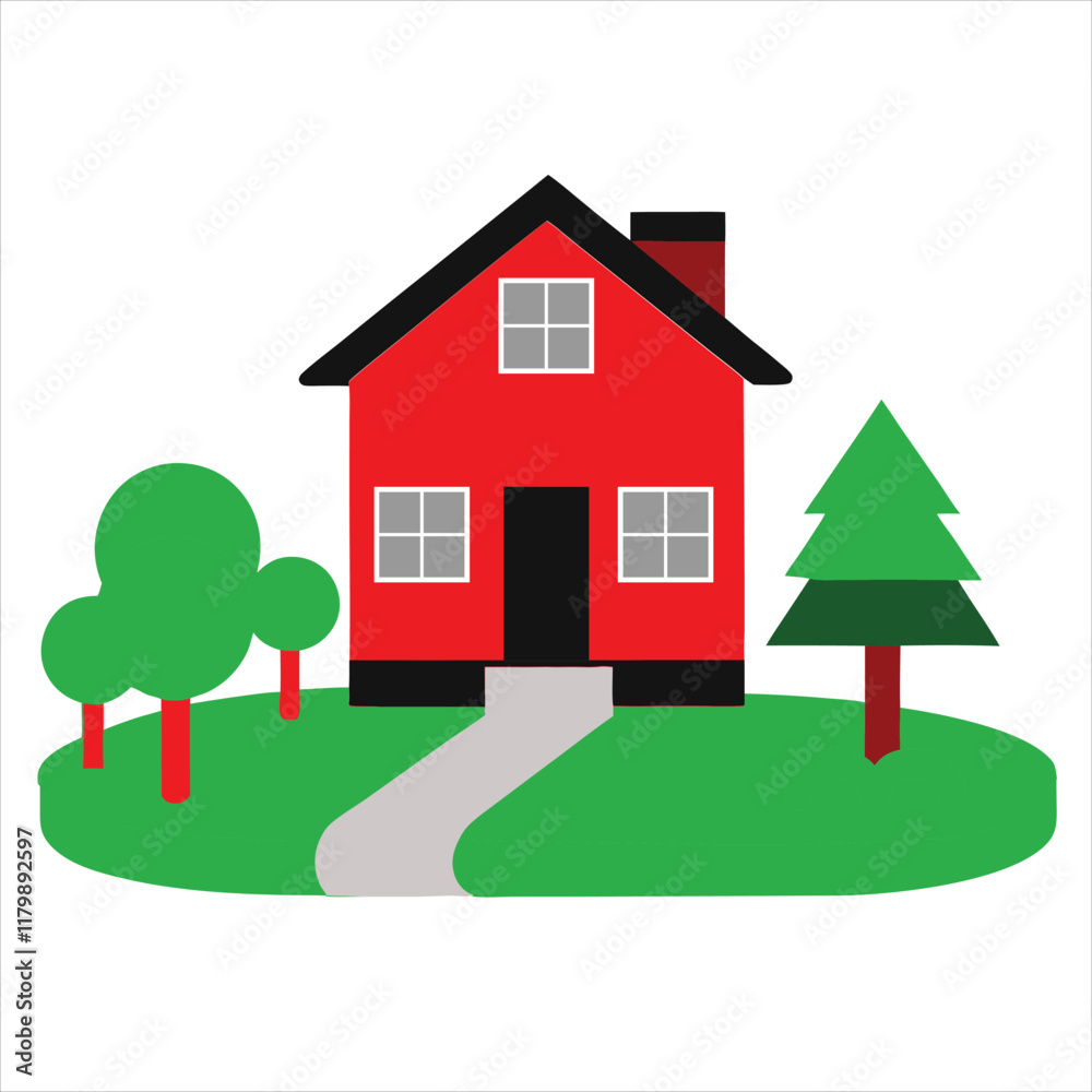 A vector illustration of a house under construction with scaffolding, on a white background. A vector illustration of a house under construction with scaffolding, on a white background.