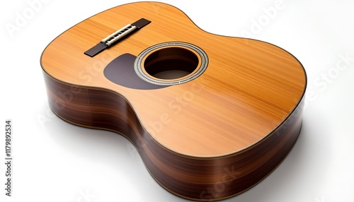 Acoustic Guitar: Warm Wood Grain, Classic Design, Serene Mood