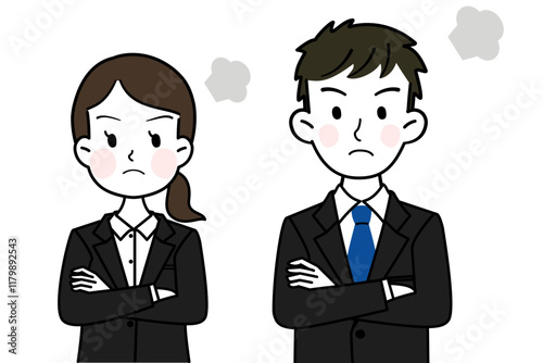 イラスト素材: 怒る社会人　シンプルでかわいいイラスト素材