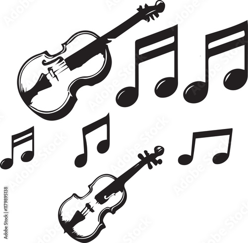 Simple musical notes vector black and white (audio notes) design