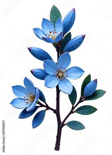Serene blue eucalyptus foliage on clean white background new image