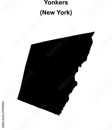 Yonkers (New York) blank outline map