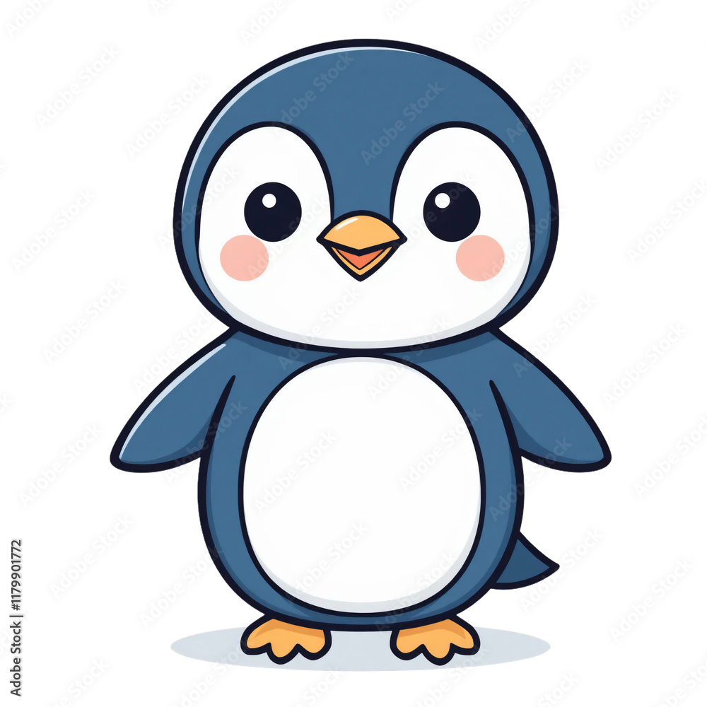 Obraz premium Adorable Cartoon Penguin Illustration Cute Winter Bird Character Design Kawaii Style Animal Graphic