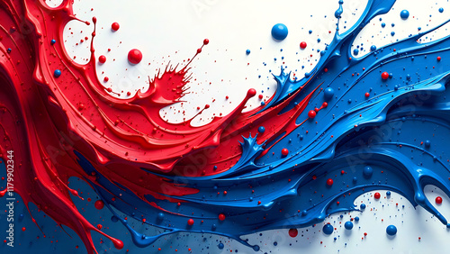 dynamic artistic background featuring bold swirls and splatters of blue red and white paint creating an energetic and patriotic abstract composition with a sense of movement new image