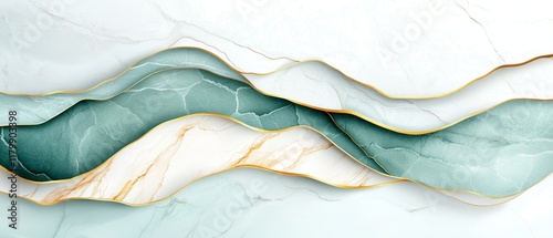 Wallpaper Mural Abstract Teal and White Marble Waves with Gold Accents Luxury Background Design Torontodigital.ca