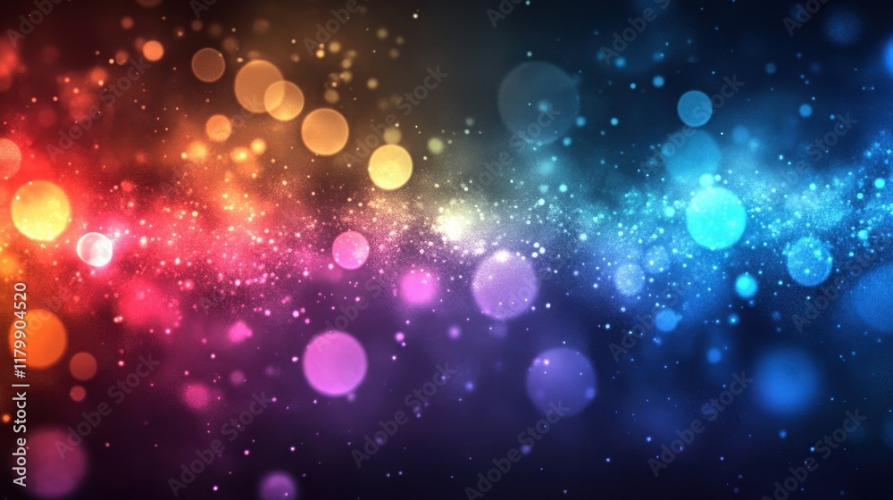 Obraz premium Vibrant Abstract Background with Colorful Bokeh Effects and Glowing Particles for Use in Various Design Projects and Digital Media