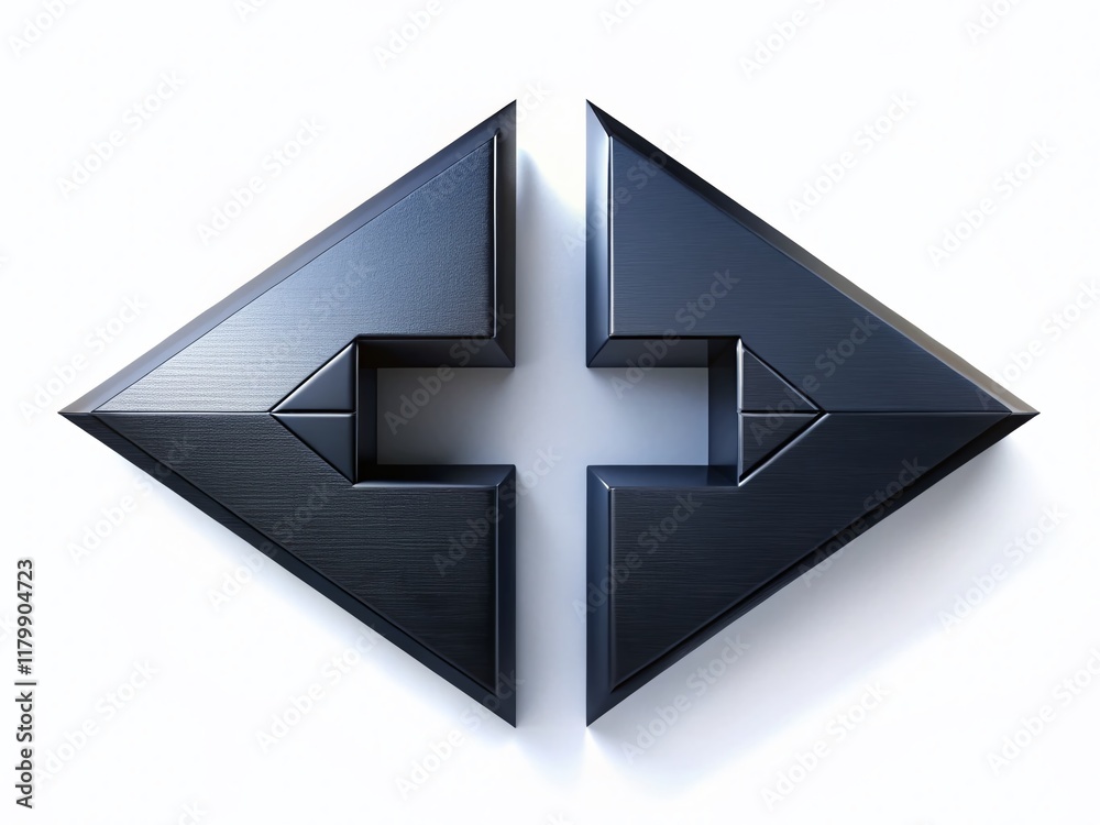 Obraz premium Minimalist Black Triangle Arrows: Left & Right Directional Pointers on White Background