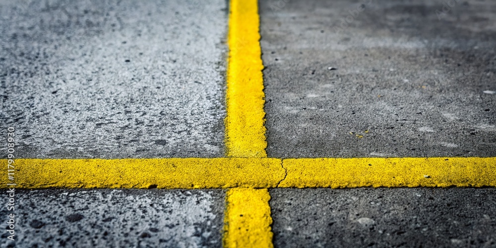 Fototapeta premium Minimalist Concrete Texture: Bold Yellow Line - Abstract Background