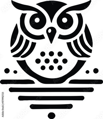 A owl vector icon, silhouette style minimalist white background