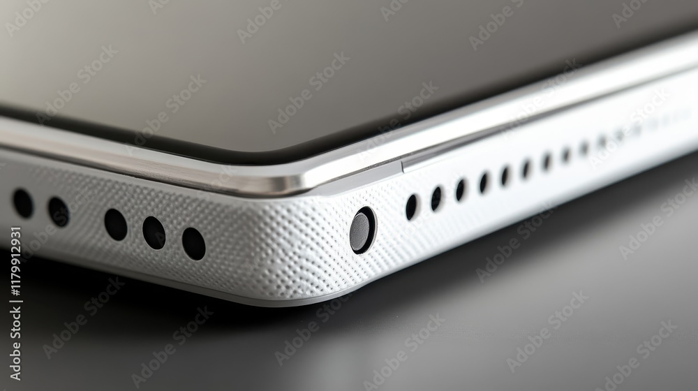 Close-Up of Smart Device with Silver Trim and Texture Close-Up of Smart Device with Silver Trim and Texture