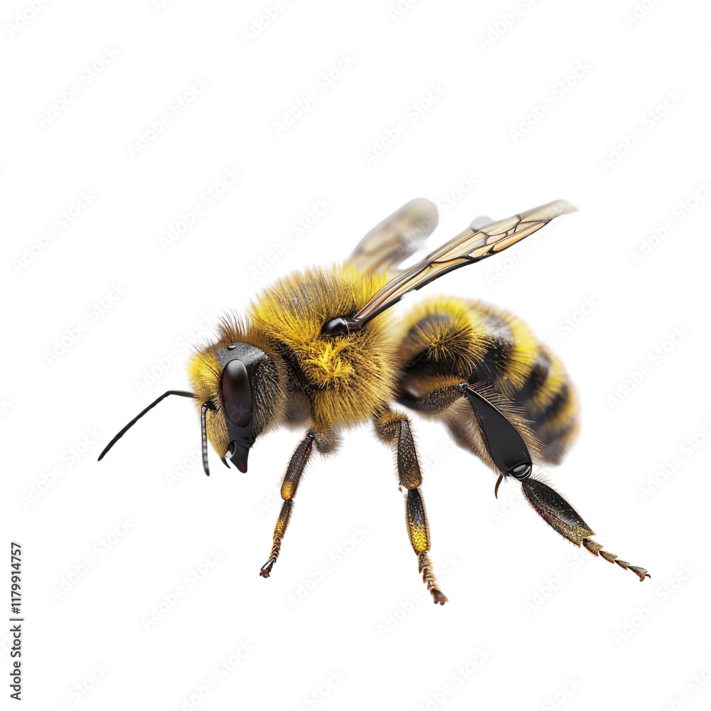A fuzzy bee in flight detailed close-up showcasing its intricate features A fuzzy bee in flight detailed close-up showcasing its intricate features