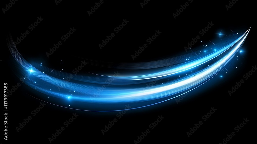 Abstract Blue Light Trails Swirling in Darkness Abstract Blue Light Trails Swirling in Darkness