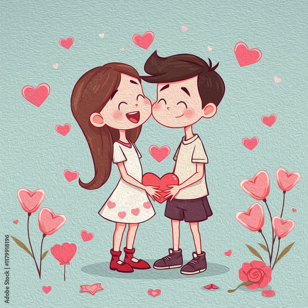 Valentine's Day card design. Illustration with oil paint. Pattern for printing on wall decorations, covers, wallpapers Valentine's Day card design. Illustration with oil paint. Pattern for printing on wall decorations, covers, wallpapers