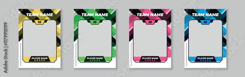 Trading card template design for sports, picture frame for player performance, photo frame or border collection for hockey, basketball and football player, sports flyer design, template eps 10.