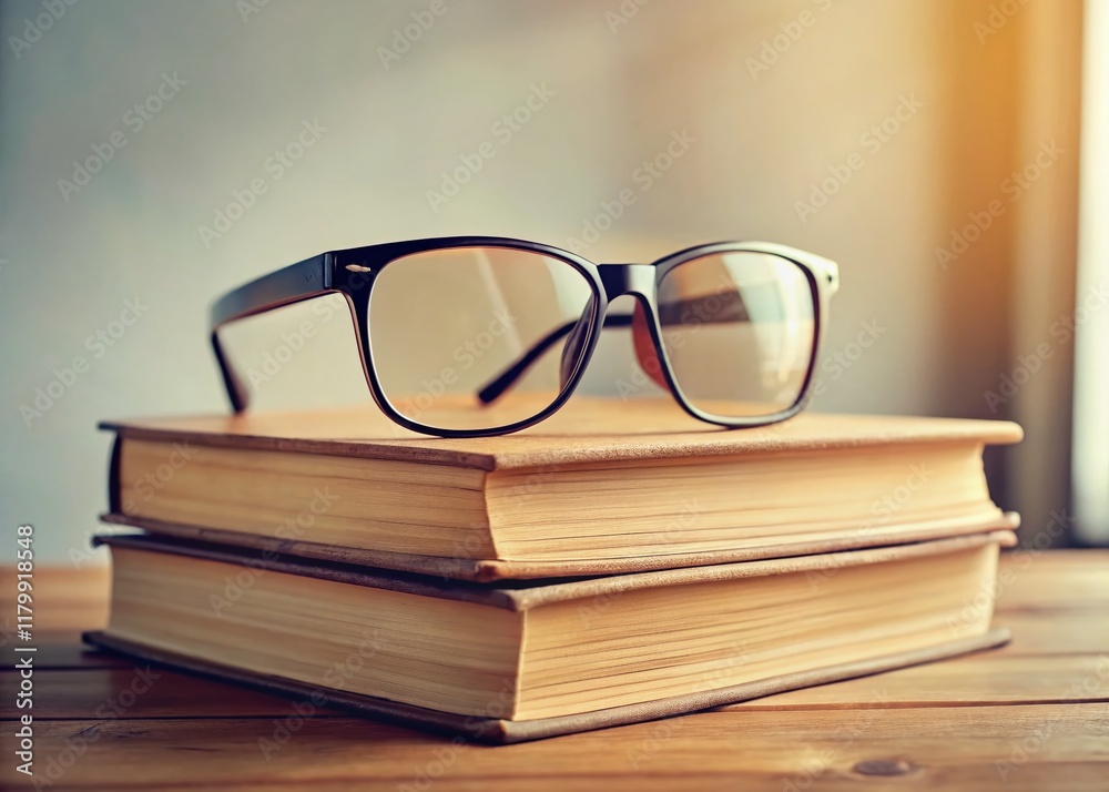 Minimalist Librarian Glasses Still Life: Books, Spectacles & Neutral Tones Minimalist Librarian Glasses Still Life: Books, Spectacles & Neutral Tones