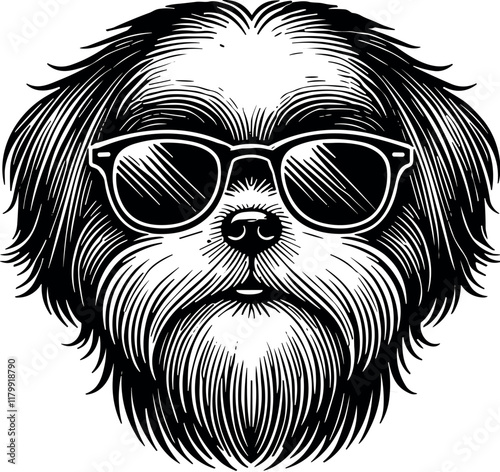 Shih Tzu Dog Face Vector Black Silhouette Cricut Design for T-Shirt