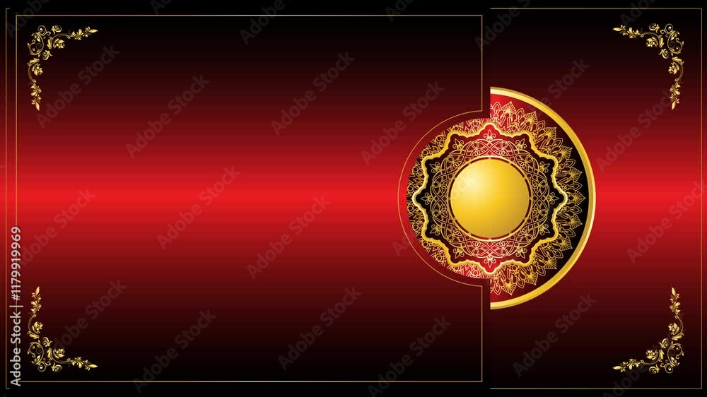 red and gold invitation card mandala ornament background