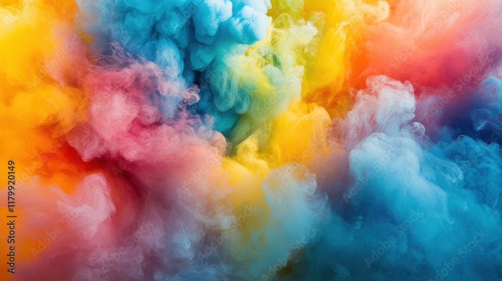 Colorful Smoke Background with Bright Hues of Yellow, Blue, Pink, and Orange, Creating an Abstract and Vibrant Atmosphere for Creative Projects Colorful Smoke Background with Bright Hues of Yellow, Blue, Pink, and Orange, Creating an Abstract and Vibrant Atmosphere for Creative Projects