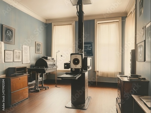 Discover a fascinating vintage radiology room, which showcases early Xray machines and equipment that were critical in the studies of medical history from the 1920s onwards in great detail photo