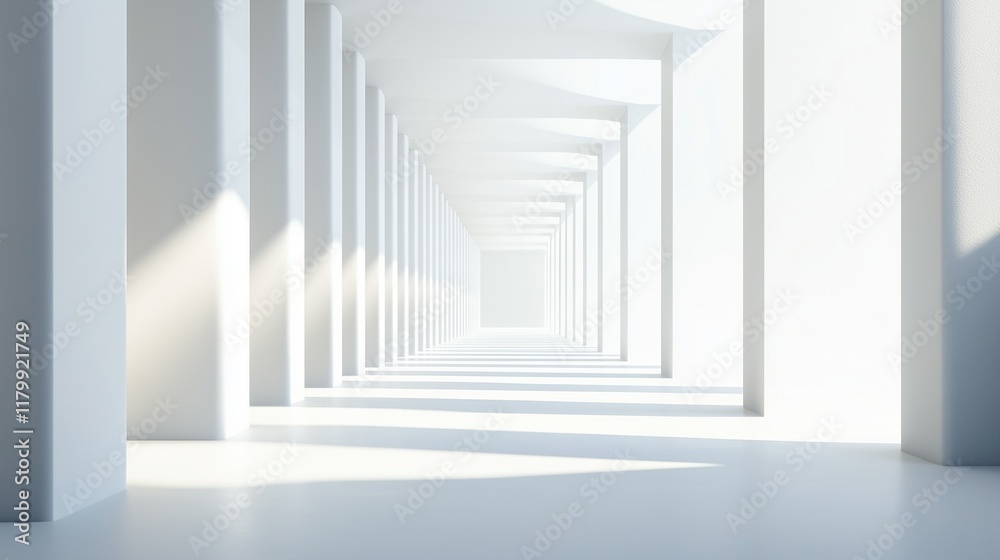 Fototapeta premium Minimalistic white room. Sun rays. Cleanliness. Paradise. Background.