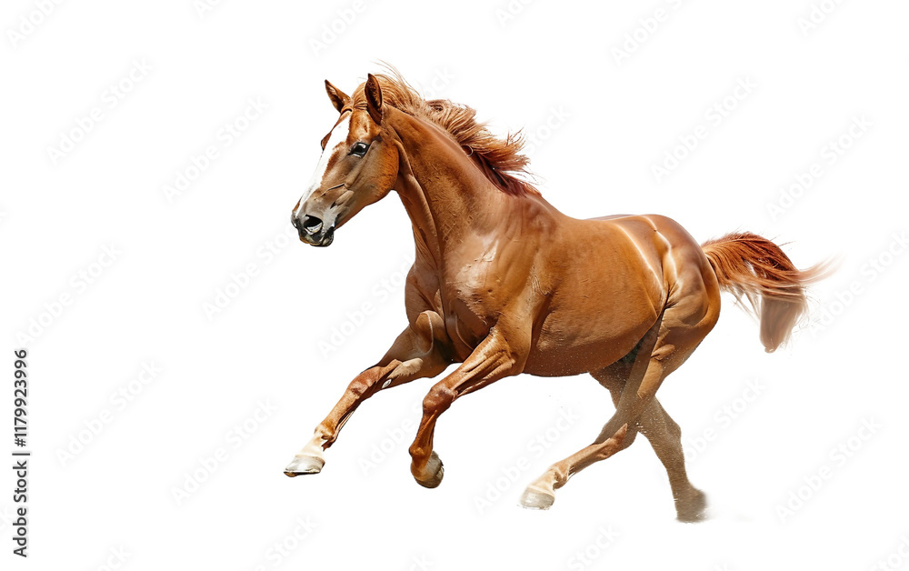 Naklejka premium Flowing Mane Horse on white background PNG.
