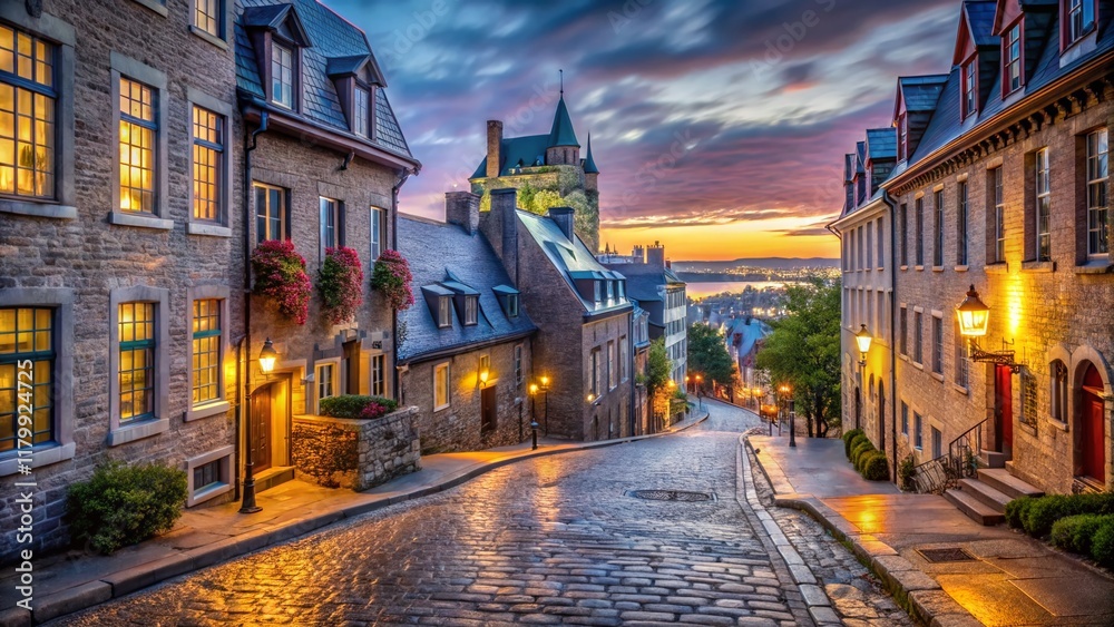 Fototapeta premium Minimalist Quebec City: Charming Architecture & Cityscape