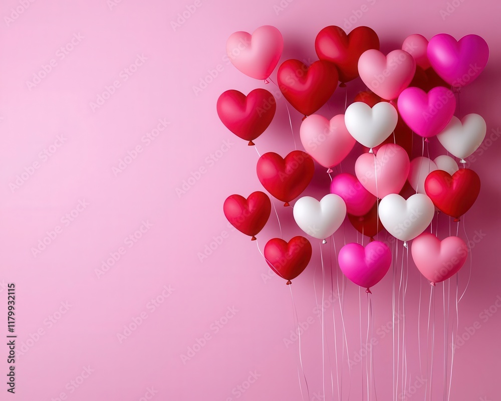 A canopy of origami heartshaped balloons hovering above the stage, artistic innovation, romantic decor, Valentines theme A canopy of origami heartshaped balloons hovering above the stage, artistic innovation, romantic decor, Valentines theme