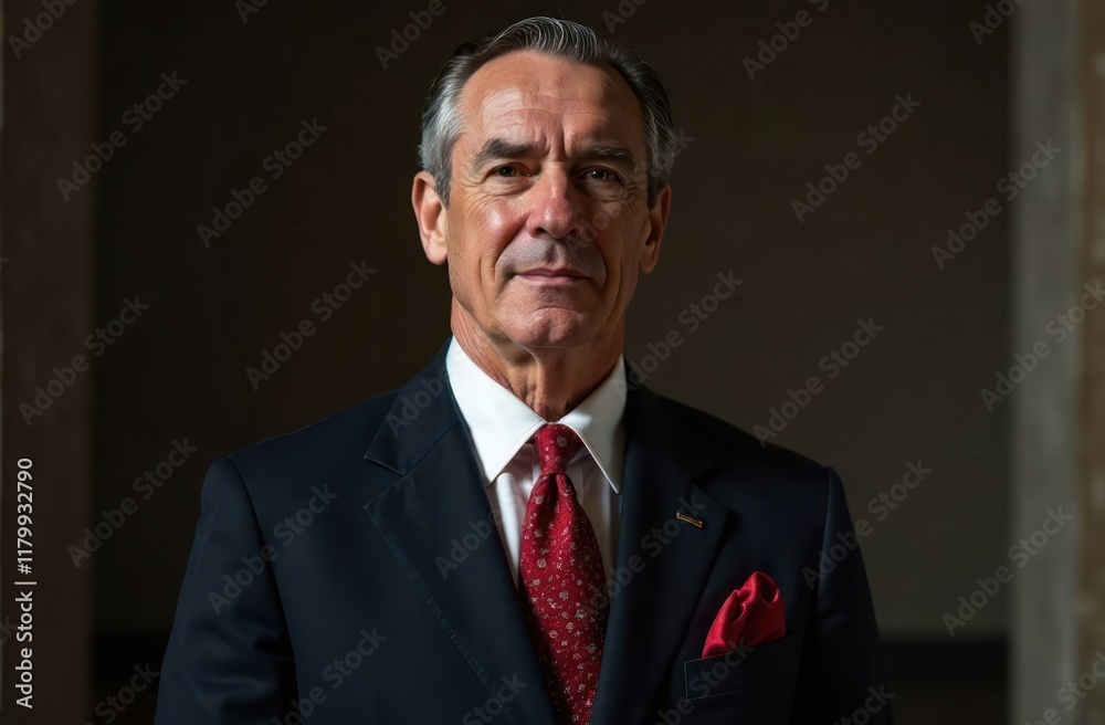 senior man in dark suit with red tie in elegant room with warm lighting. professional look suitable for corporate themes. business, leadership concept. professionalism, brutal mafia boss, banker senior man in dark suit with red tie in elegant room with warm lighting. professional look suitable for corporate themes. business, leadership concept. professionalism, brutal mafia boss, banker