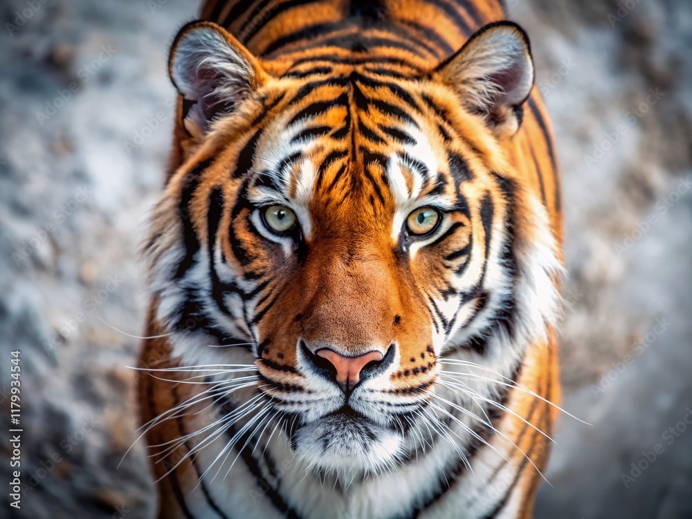 Obraz premium Minimalist Wild Tiger Portrait: Stripes, Jungle, Orange, Nature