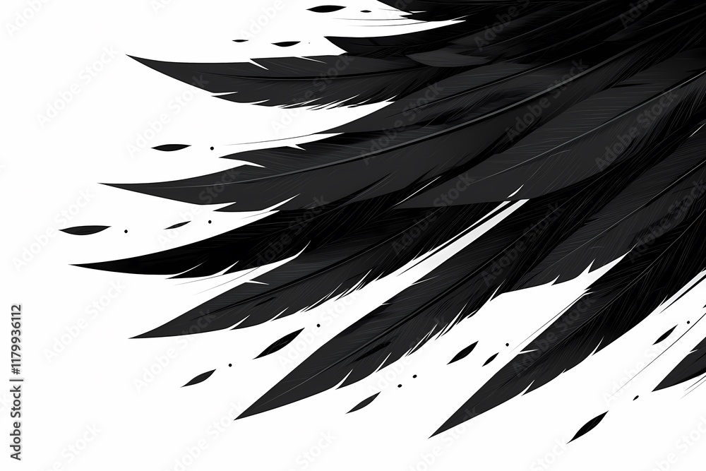 Naklejka premium Abstract Black Feather Design with Flowing Motion and Texture