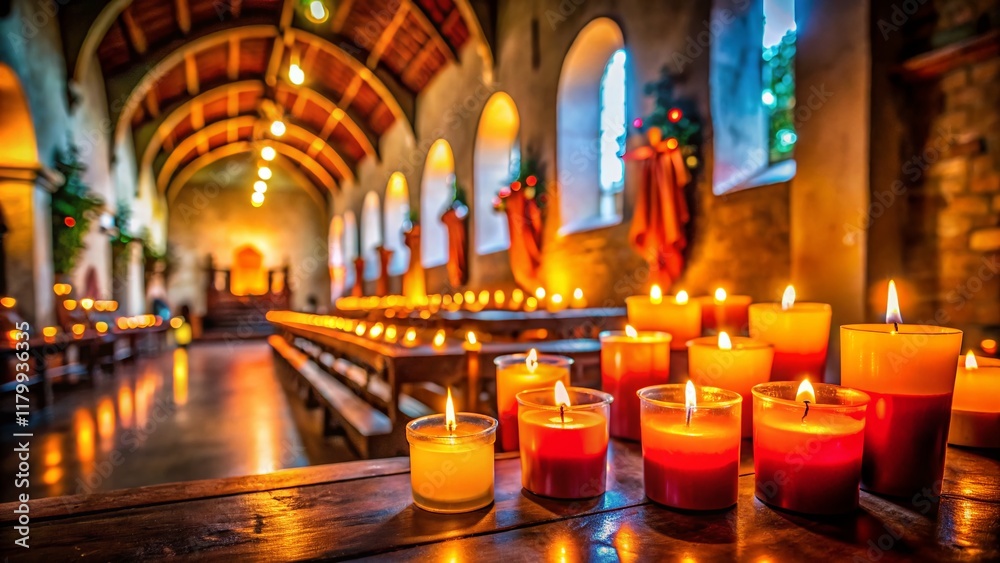 Fototapeta premium Mission San Juan Capistrano Chapel: Candles & Soft Bokeh Lighting