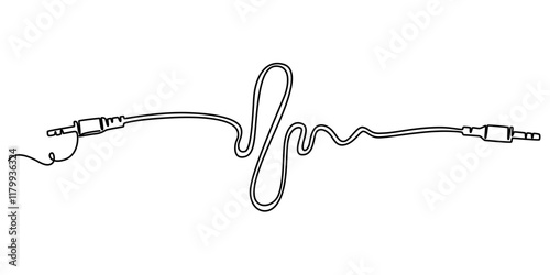 Audio jack 3.5 mm output sign line continuous drawing vector. One line Audio jack 3.5 mm output vector background. Audio jack 3.5 mm output icon. pro vector.