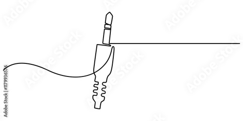 Audio jack 3.5 mm output sign line continuous drawing vector. One line Audio jack 3.5 mm output vector background. Audio jack 3.5 mm output icon. pro vector.