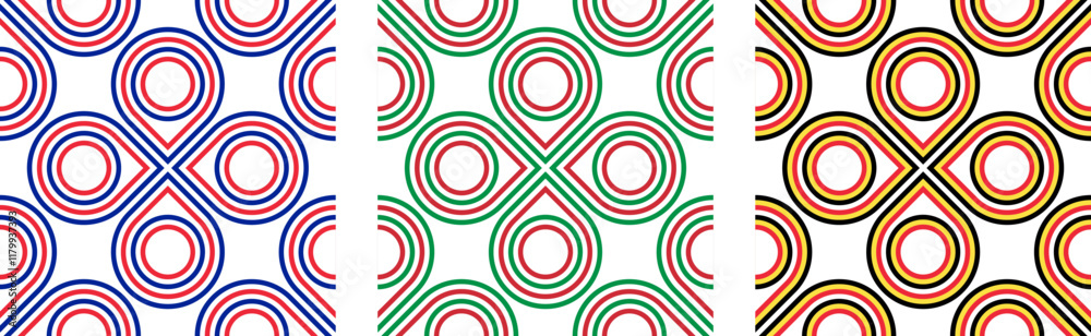 loop pattern of france, italy and belgium flags. circle background. vector illustration
