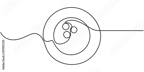 One single line drawing of bowling ball hit bowling pins to falling apart at alley lane graphic vector illustration. Leisure activity and game sport concept. Bowling game continuous one line drawing.